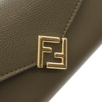 Fendi FF Diamond Chain Wallet Clutch 2-Way Pochette Leather Gray Gold — view 4
