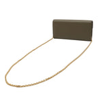 Fendi FF Diamond Chain Wallet Clutch 2-Way Pochette Leather Gray Gold — view 2