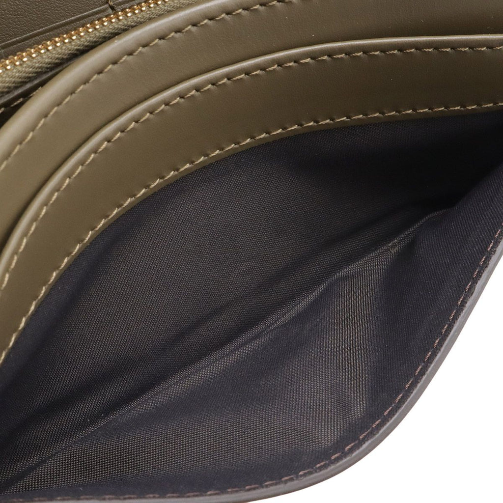 Fendi FF Diamond Chain Wallet Clutch 2-Way Pochette Leather Gray Gold — view 7