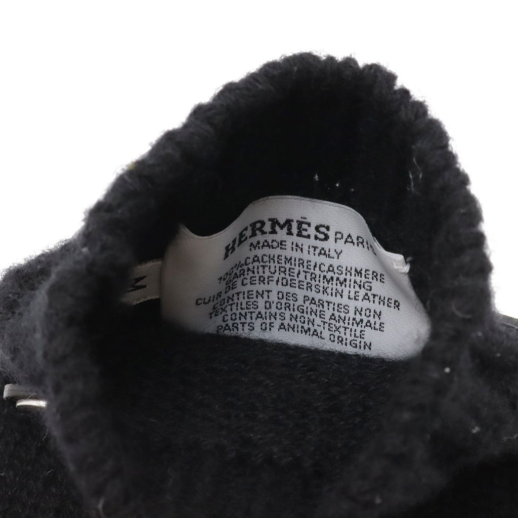 Hermes Lionel Clou de Selle Series Gloves Cashmere Deerskin Leather Black Silver — view 4