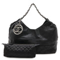 Chanel Cococabas CC Logo Shoulder Bag Chain Leather Black Silver