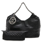 Chanel Cococabas CC Logo Shoulder Bag Chain Leather Black Silver