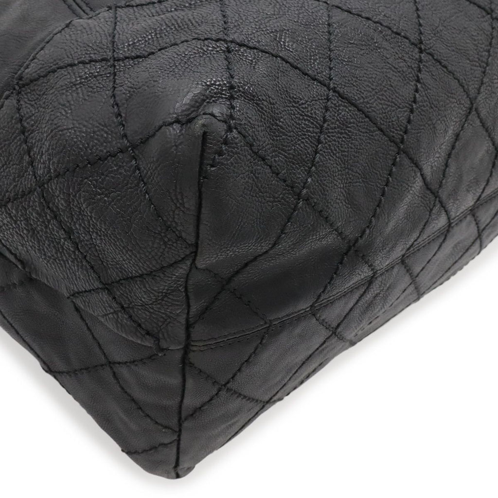 Chanel Cococabas CC Logo Shoulder Bag Chain Leather Black Silver — view 3