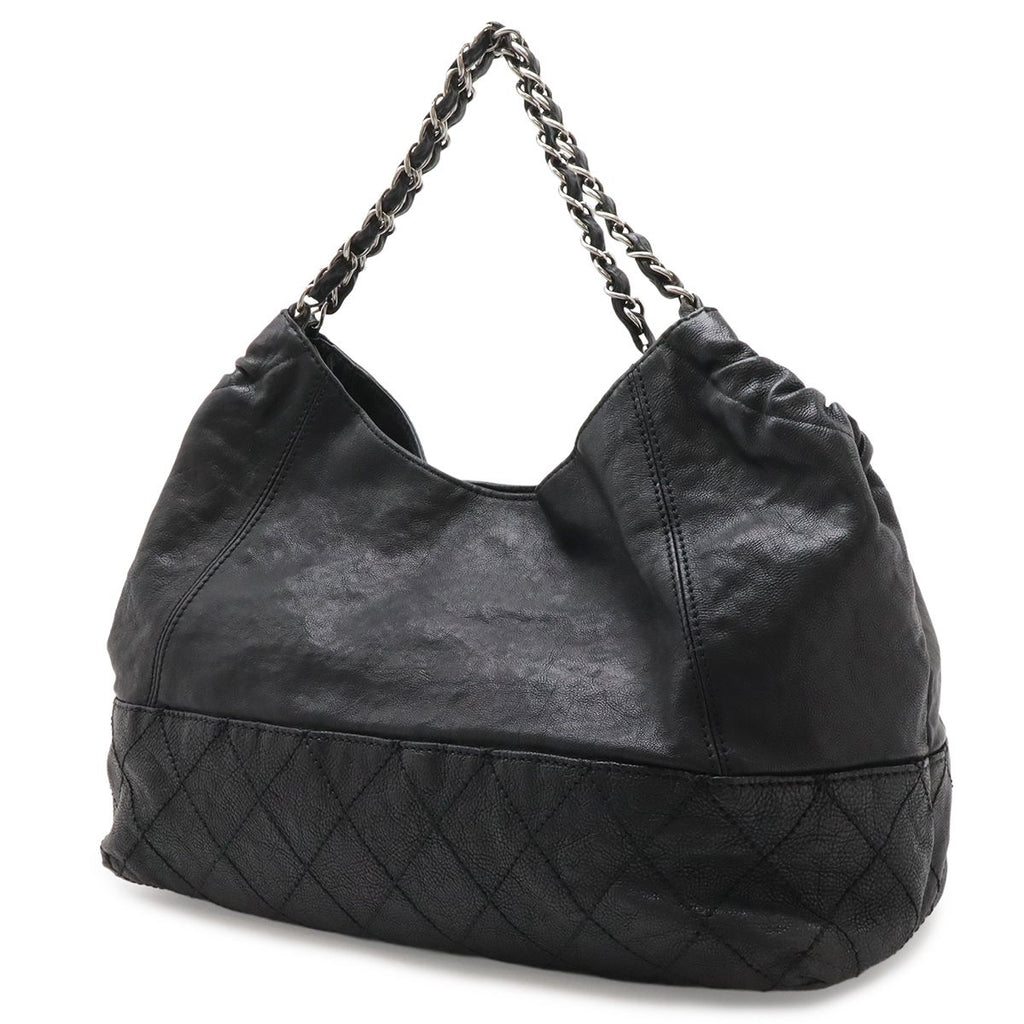 Chanel Cococabas CC Logo Shoulder Bag Chain Leather Black Silver — view 2