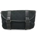 Gucci GG Canvas Belt Bag Waist Pouch Leather Black Silver