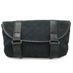 Gucci GG Canvas Belt Bag Waist Pouch Leather Black Silver