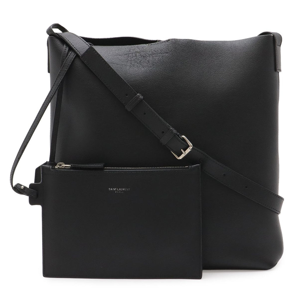 Saint Laurent Paris YSL Shoulder Bag Crossbody Leather Black Silver