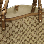 Gucci GG Canvas Tote Large Shoulder Bag Leather Light Brown Pouch — view 6