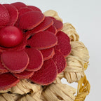 Loewe Stud Flower Brooch Raffia Leather Beige Red — view 5