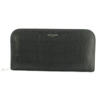 Saint Laurent Paris Wallet Zip Around Coin Purse Leather Embossed Croco