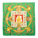 Hermes Carre 90 Hommage a Charles Garnier Lou Tribute Scarf Green Multicolor