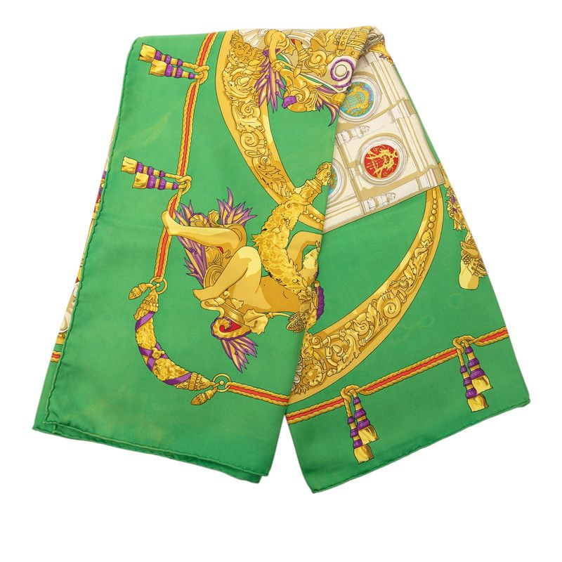 Hermes Carre 90 Hommage a Charles Garnier Lou Tribute Scarf Green Multicolor — view 2