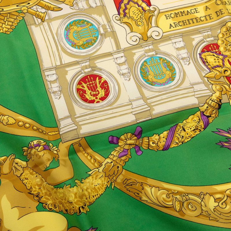 Hermes Carre 90 Hommage a Charles Garnier Lou Tribute Scarf Green Multicolor — view 5