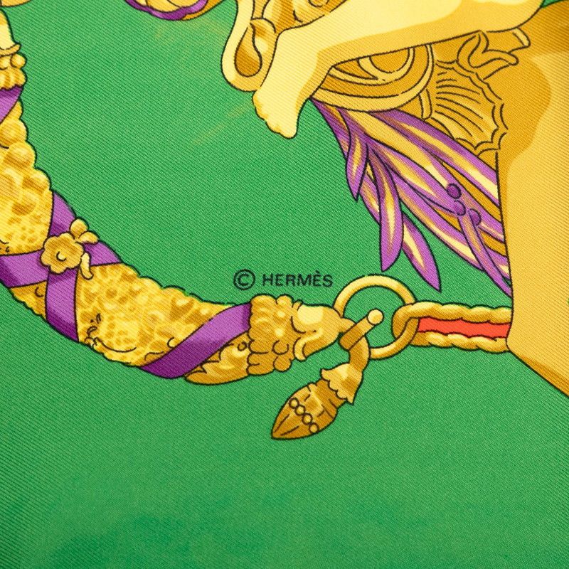 Hermes Carre 90 Hommage a Charles Garnier Lou Tribute Scarf Green Multicolor — view 7