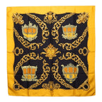Hermes Carre 90 Carrosses D'or Gold Carriage Scarf Yellow Multicolor Silk