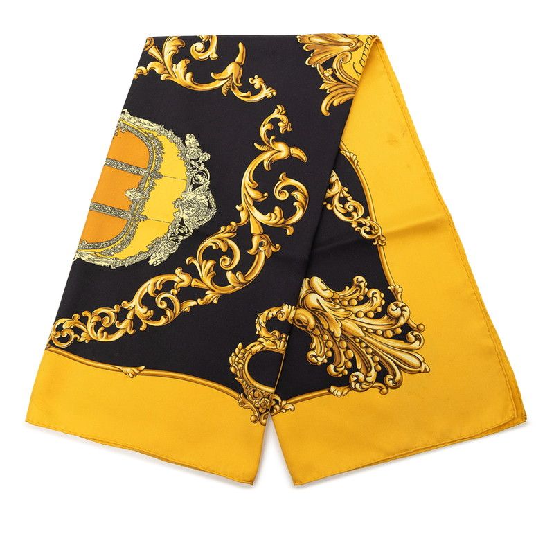Hermes Carre 90 Carrosses D'or Gold Carriage Scarf Yellow Multicolor Silk — view 2