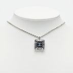 Chanel CC Logo Square Pendant Necklace 05 Clear Black Plastic Metal — view 6