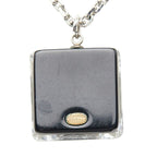 Chanel CC Logo Square Pendant Necklace 05 Clear Black Plastic Metal — view 4