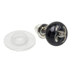 Chanel CC Logo Stud Earrings 06 Black Plastic Metal — view 5