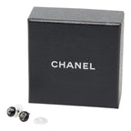 Chanel CC Logo Stud Earrings 06 Black Plastic Metal — view 8