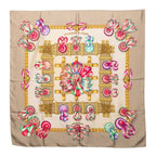 Hermes Carre 90 les Rubans du Cheval Horse Ribbon Scarf Gray Multicolor Silk