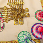 Hermes Carre 90 les Rubans du Cheval Horse Ribbon Scarf Gray Multicolor Silk — view 7