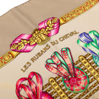 Hermes Carre 90 les Rubans du Cheval Horse Ribbon Scarf Gray Multicolor Silk — view 4