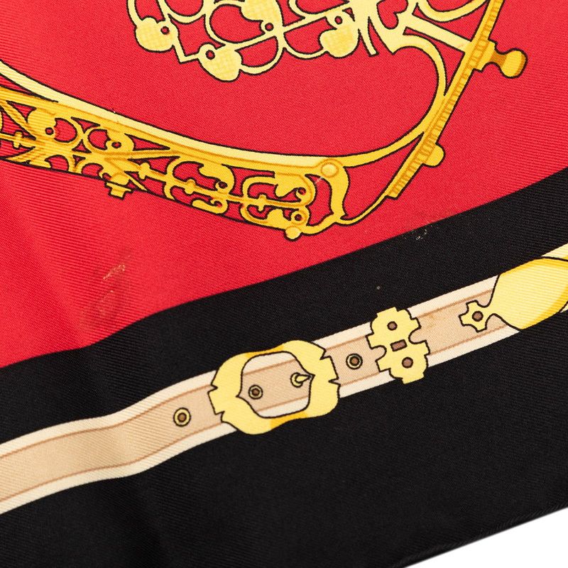 Hermes Carre 90 les Muserolles Nose Leather Scarf Red Multicolor Silk — view 4