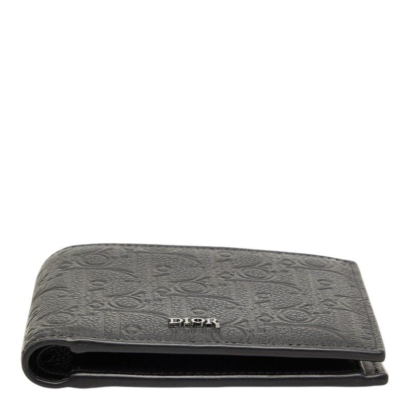 Dior Logo Bifold Wallet Black Leather — view 3