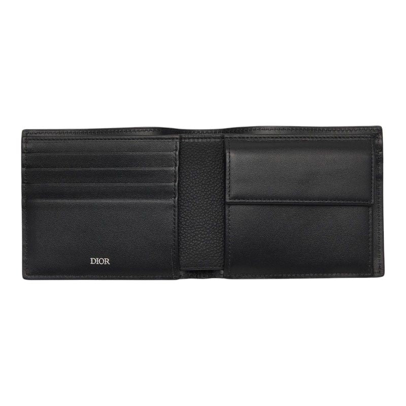 Dior Logo Bifold Wallet Black Leather — view 6