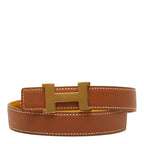 Hermes Constance Buckle Reversible Belt 65 Brown Yellow Leather