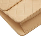 Chanel CC Logo Quilted Chain Shoulder Bag Beige Leather — view 5