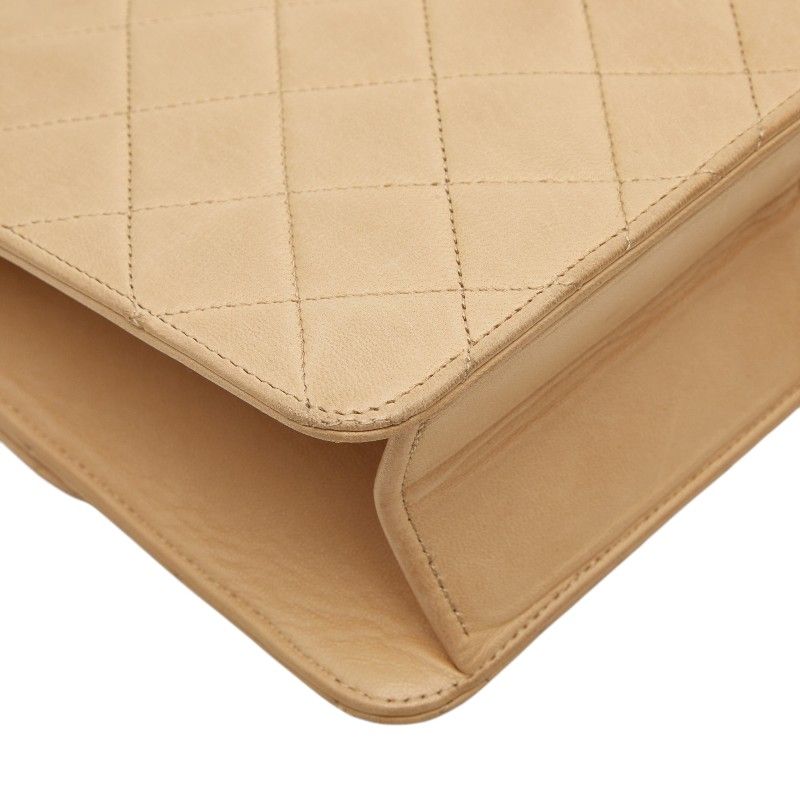 Chanel CC Logo Quilted Chain Shoulder Bag Beige Leather — view 7