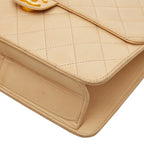 Chanel CC Logo Quilted Chain Shoulder Bag Beige Leather — view 4