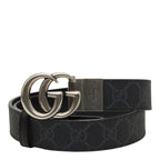 Gucci GG Supreme Interlocking Belt 75 30 Black Silver