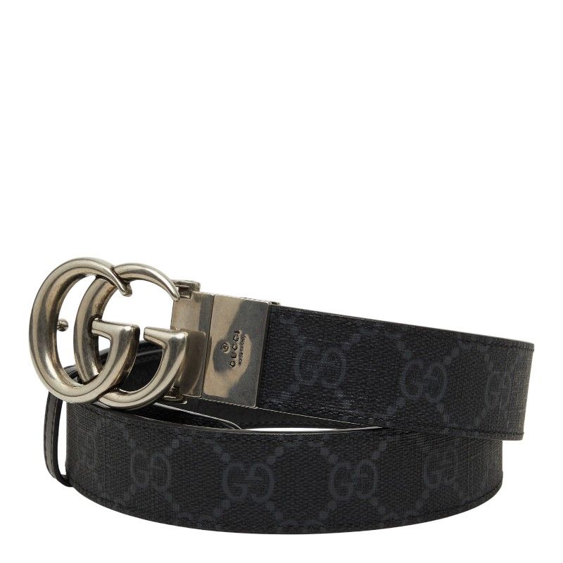 Gucci GG Supreme Interlocking Belt 75 30 Black Silver — view 2