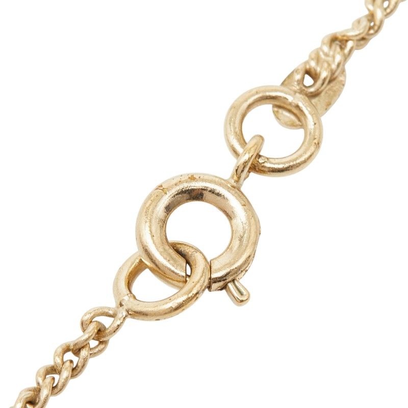 Chanel CC Logo Quilted Bag Motif Chain Pendant Necklace Gold Rhinestone Plated — view 5
