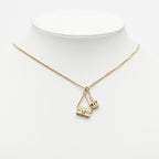 Chanel CC Logo Quilted Bag Motif Chain Pendant Necklace Gold Rhinestone Plated — view 8