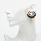 Chanel Vintage Round Earrings Gold Black Plated Plastic — view 5
