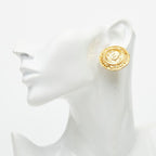 Chanel CC Logo Vintage Round Earrings Gold Plated — view 5