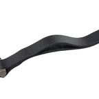 Chanel Logo Plate Bracelet Black Silver Leather Metal — view 4
