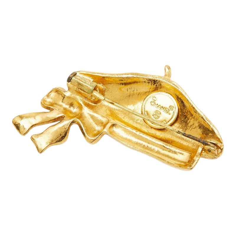 Chanel Vintage Ribbon Beret Brooch Gold Plated 1 — view 2