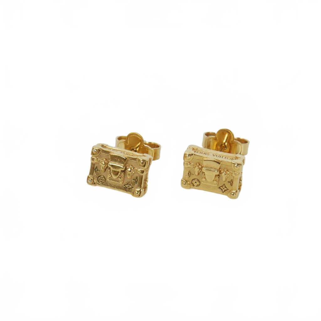 Louis Vuitton Earrings Petite Malle Trunk Gold