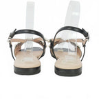 Fendi Faux Pearl Flat Sandals Leather Ankle Strap 39 Black — view 3