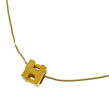 Hermes Cage Cube Necklace Logo Metal Gold