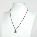 Chanel CC Logo Rhinestone Necklace Silver Plated — view 5