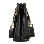 Chanel CC Logo Chain Tote Leather Black — view 2