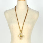 Chanel CC Logo Chain Necklace Gripoix Gold Plated — view 7