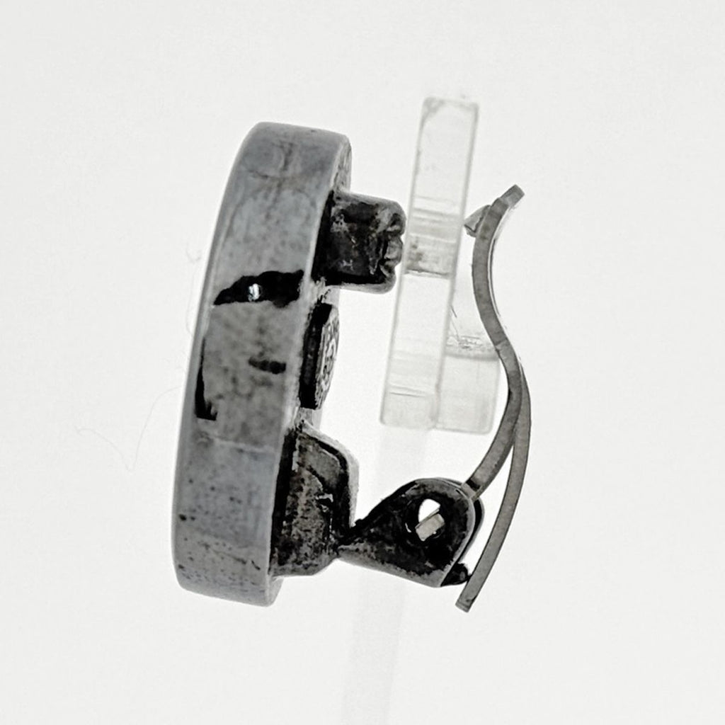 Chanel CC Logo Earrings Round Metal Black — view 2