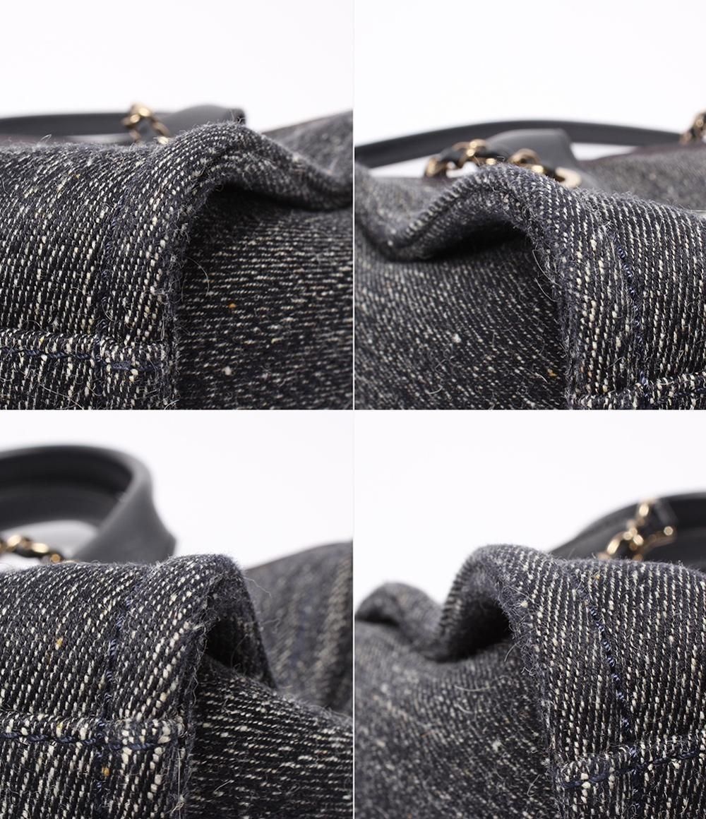 Chanel Chain Shoulder Bag Denim Gold Deauville MM — view 5